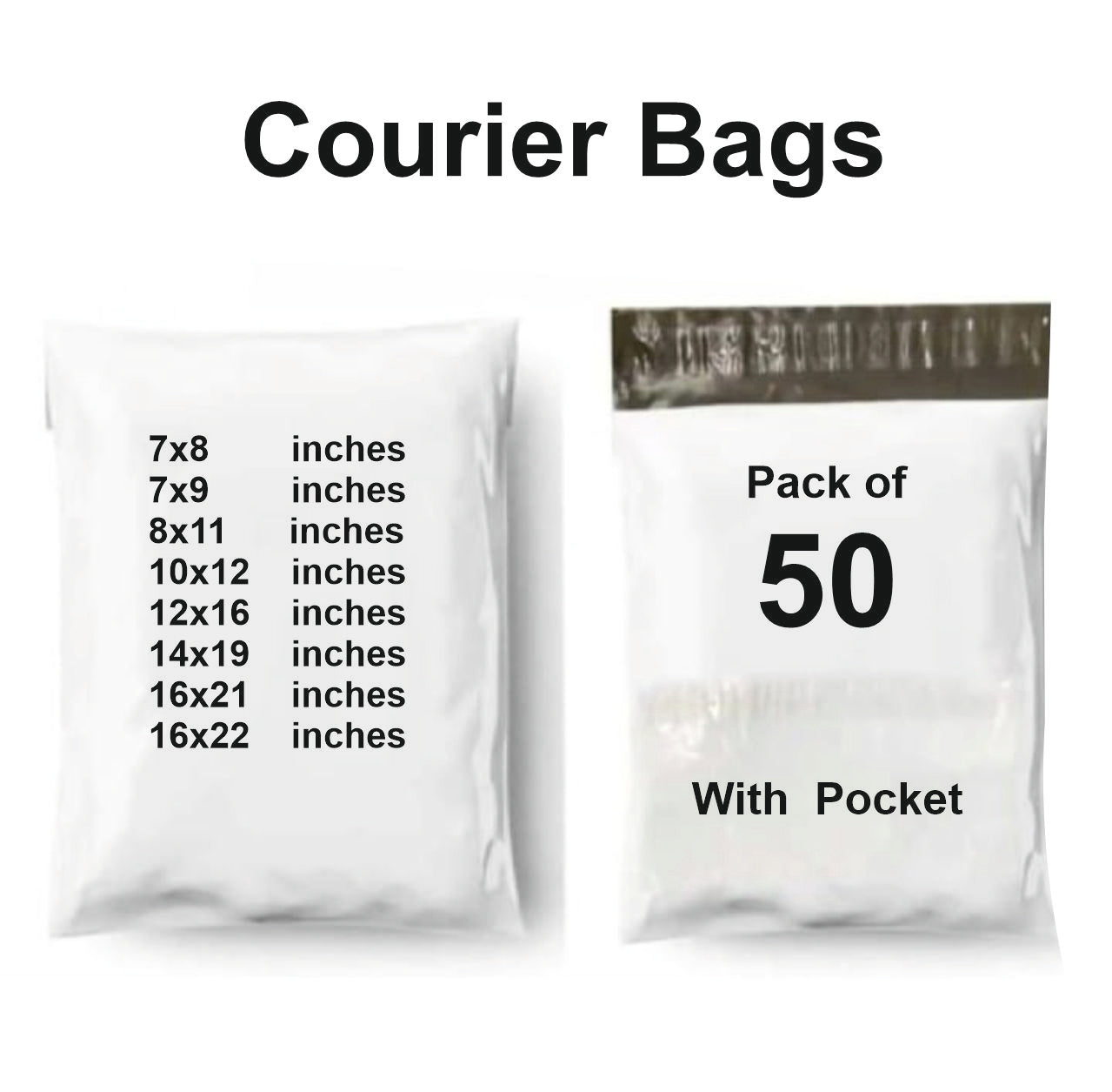 50 Pcs Courier Flyers Shipping Bags With Address Label Pocket - Sizes Available