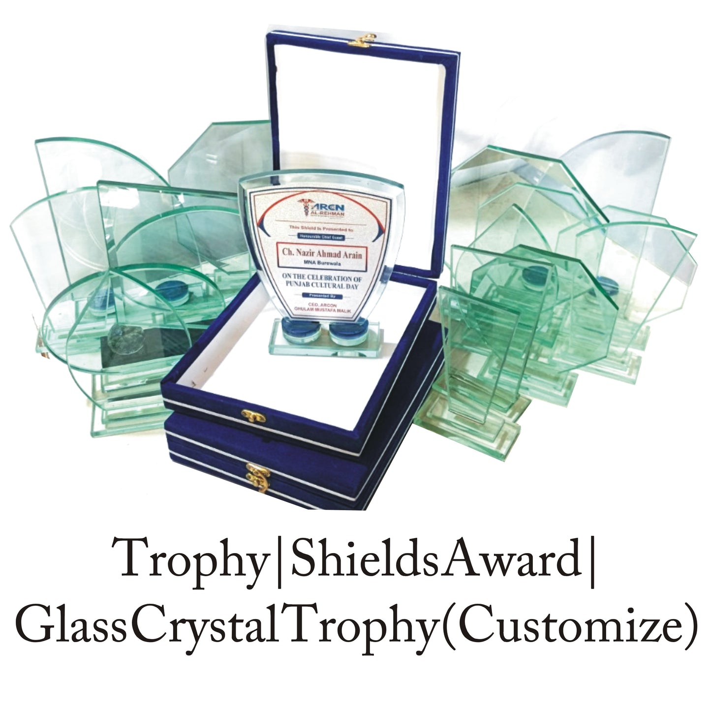 Shields Award | Glass Crystal Trophy (Customize)