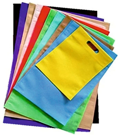 Pack of 100 D-Cut Non Woven Bags - Reusable Bag Non Woven Carry Bag Multi Colors