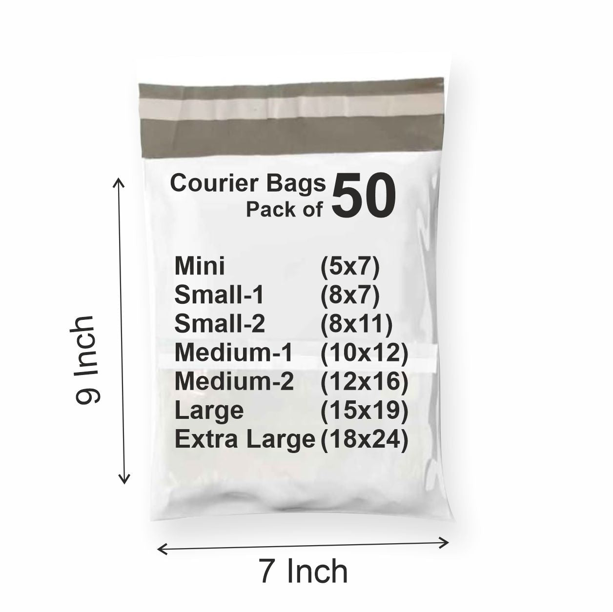 50 Pcs Courier Flyers Shipping Bags With Address Label Pocket - Sizes Available