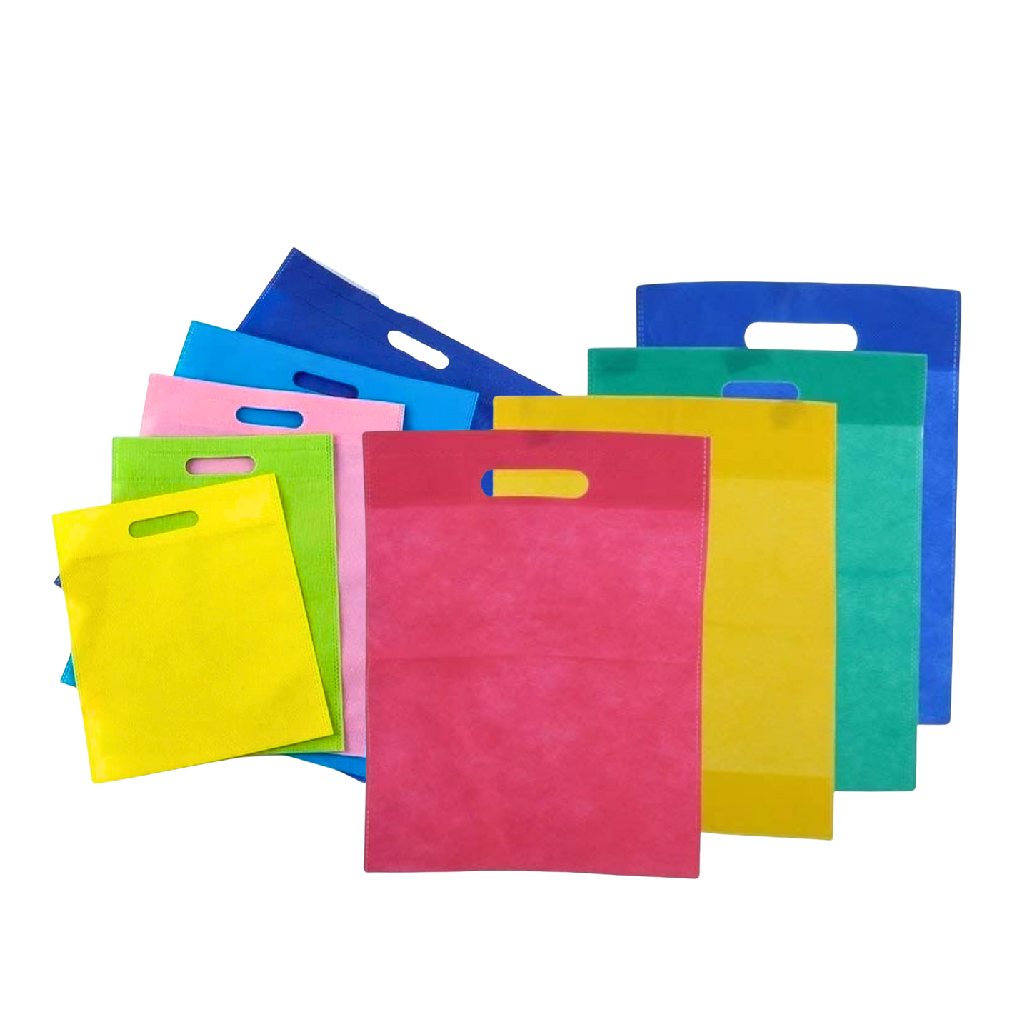 Pack of 100 D-Cut Non Woven Bags - Reusable Bag Non Woven Carry Bag Multi Colors